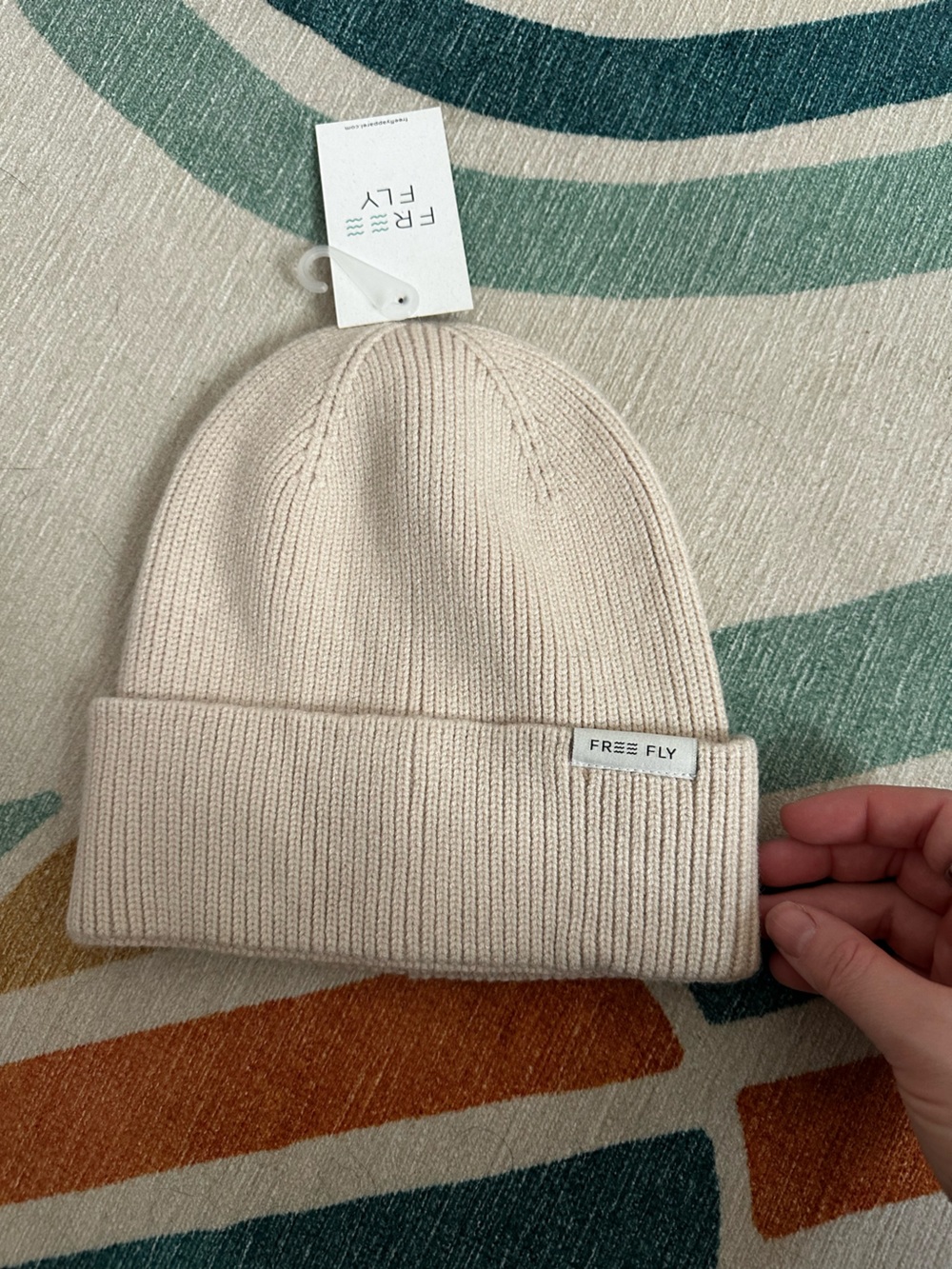 Free Fly Apparel Cream Rib Knit Cuffed Beanie